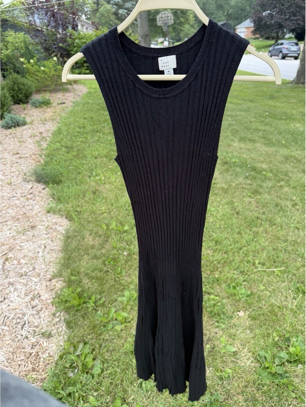 Women’s A New Day Ribbed Knit  Flare Sleeveless Midi Dress Size M Super Stretchy